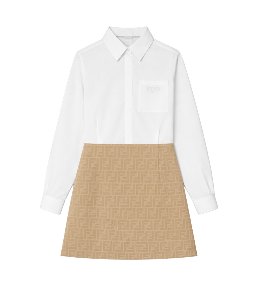 FENDI Abito overhemdjurk in White & Beige (Kids)