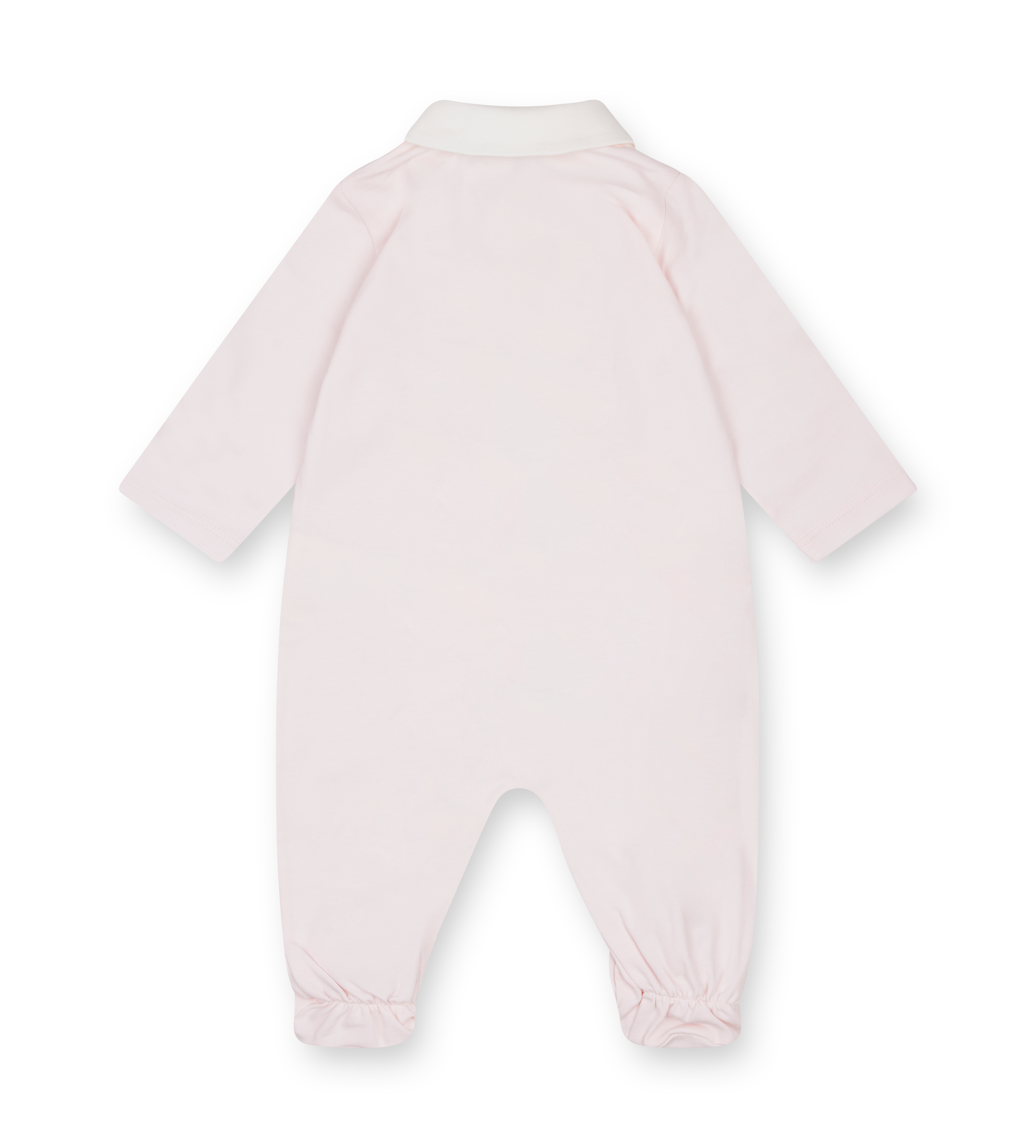 Light pink baby onesie on a white background