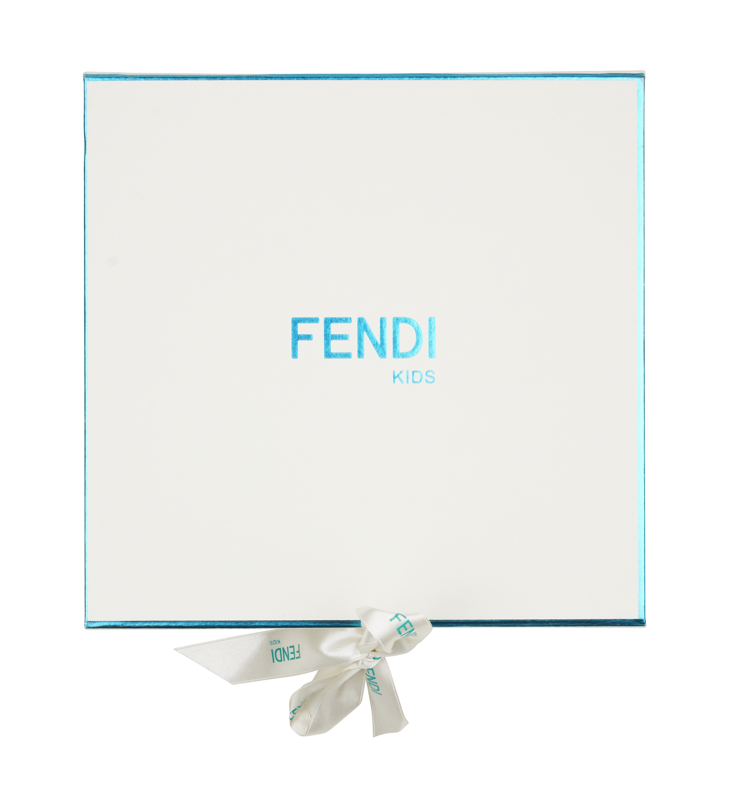 Fendi Kids product packaging with a white bow on a white background