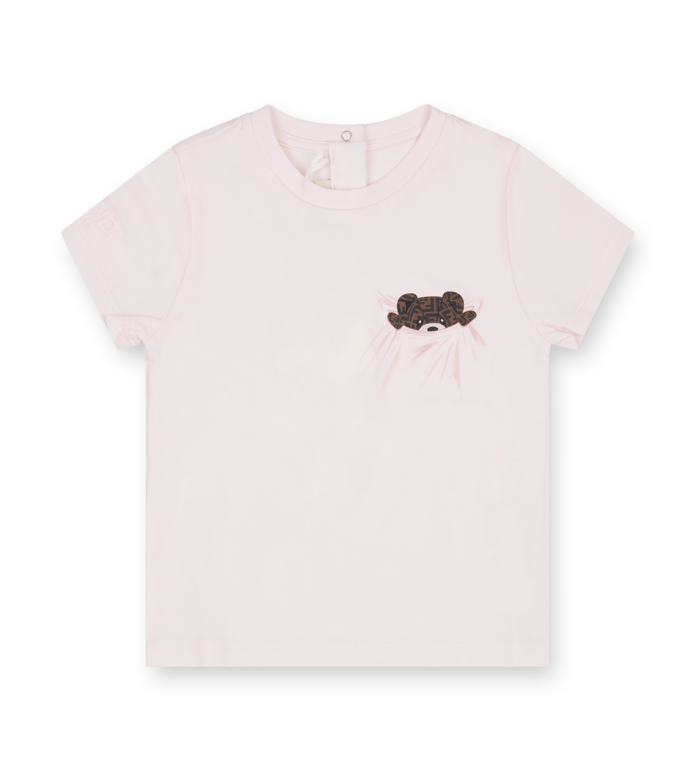 Light pink t-shirt with a teddy bear design on a white background