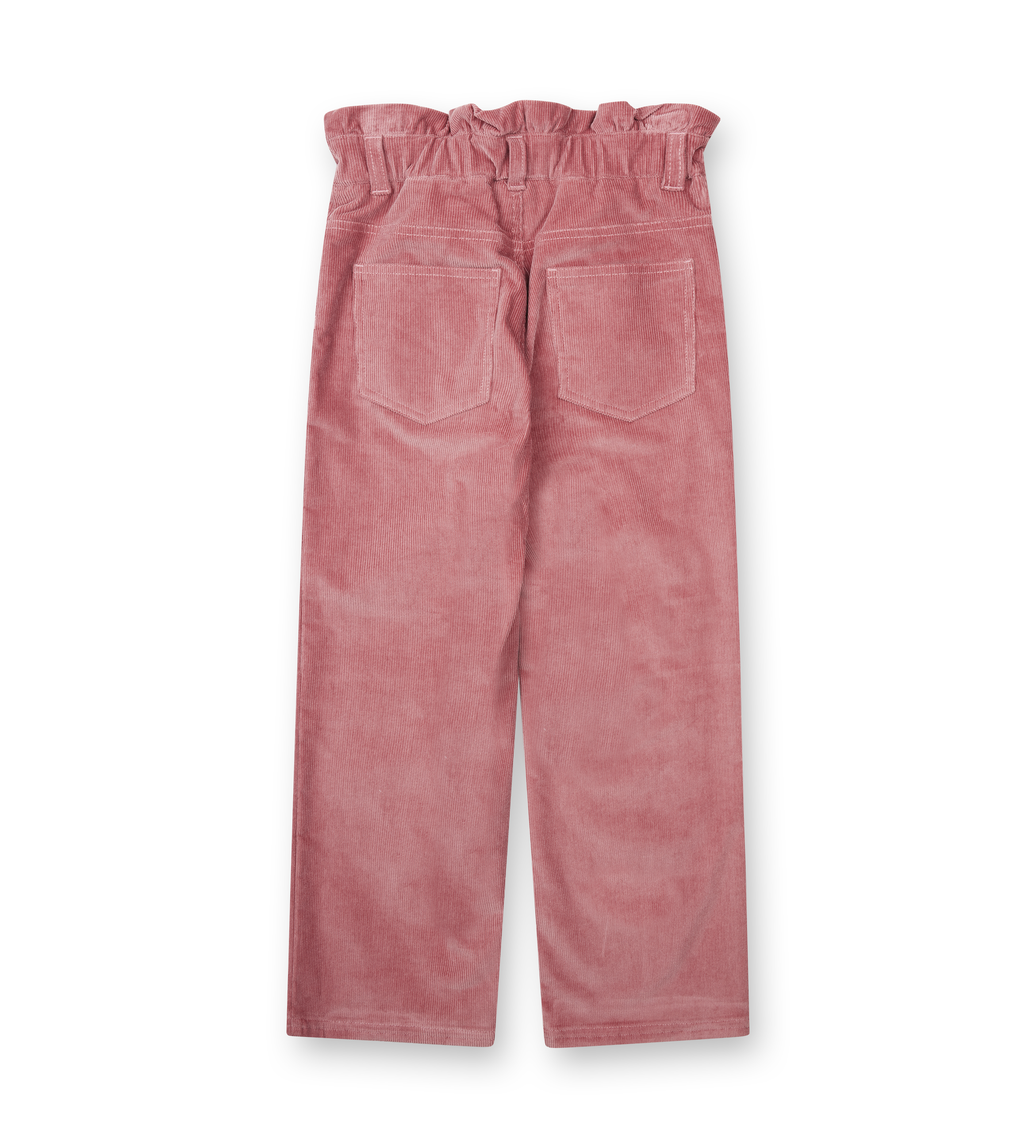 Pink corduroy pants on a white background