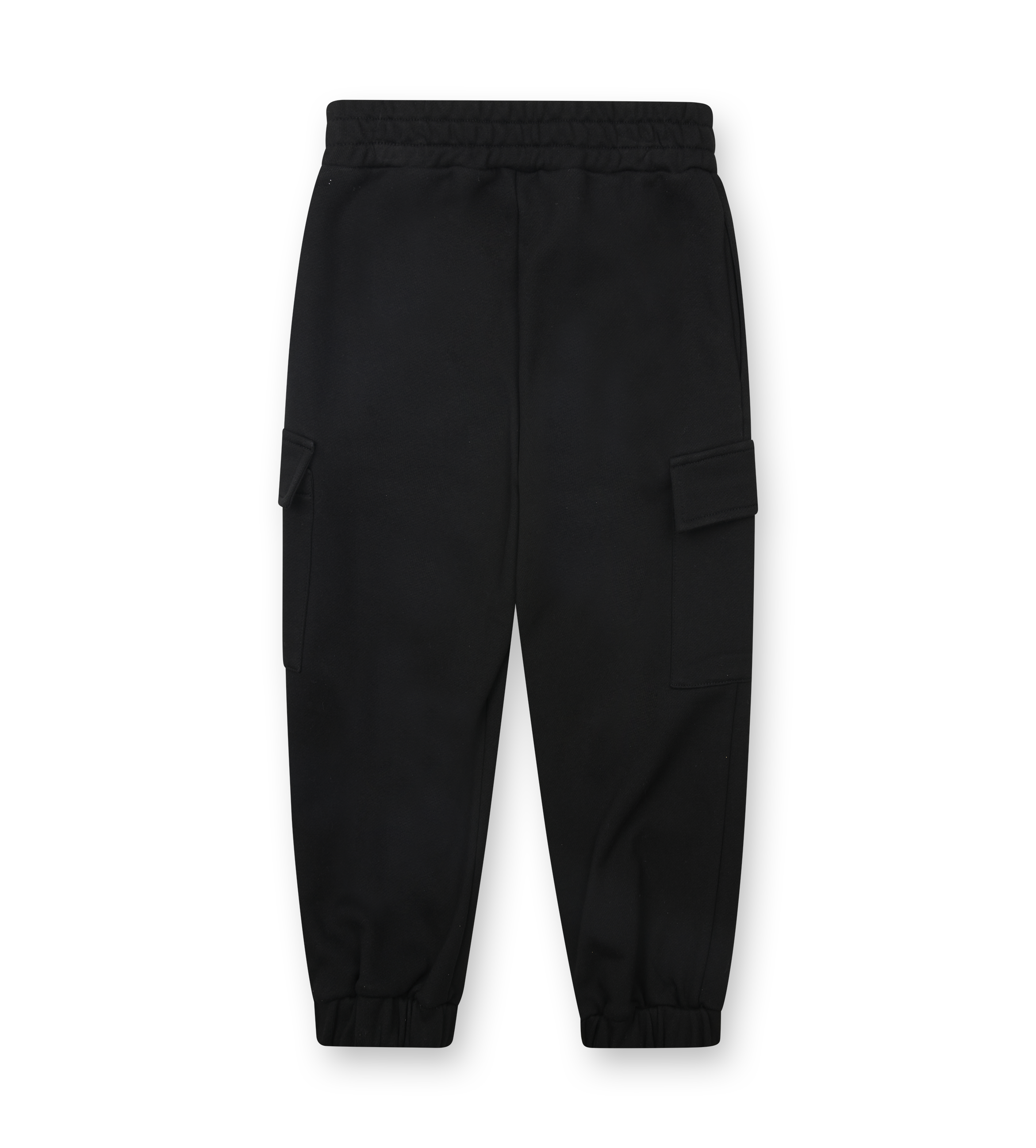 Black cargo pants on a white background