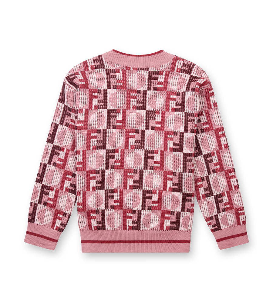 Pink sweater with a pattern on a white background