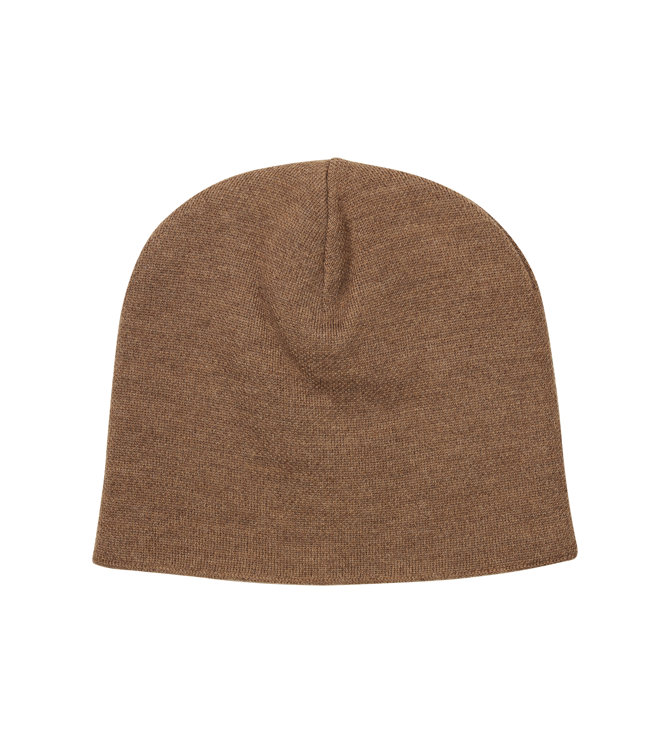 Brown beanie hat on a white background