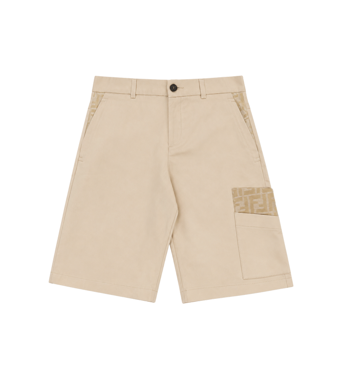 Fendi Kids Eavy Gabardine Shorts in Beige