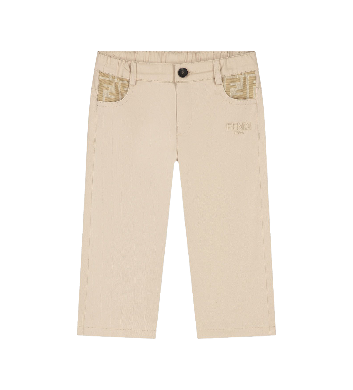 Fendi Kids Katoenen chinobroek in beige
