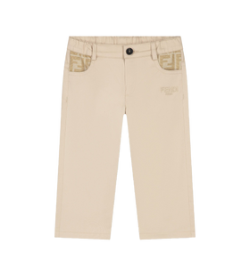 Fendi Kids Katoenen chinobroek in beige