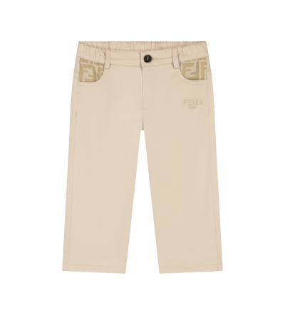 Fendi Kids Katoenen chinobroek in beige