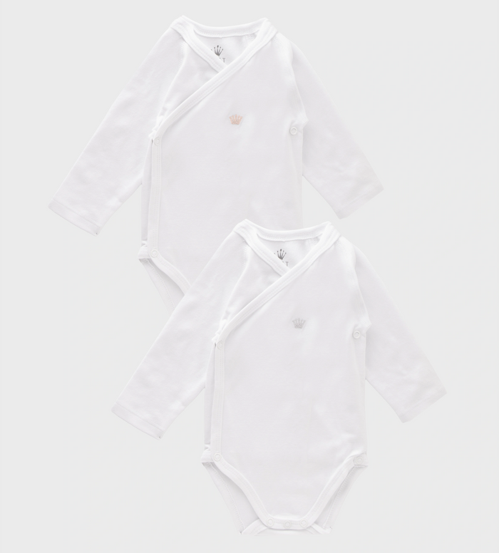 Baby Bodysuit Crown Set In White