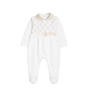 Baby Organza Romper with Bow in White/Beige