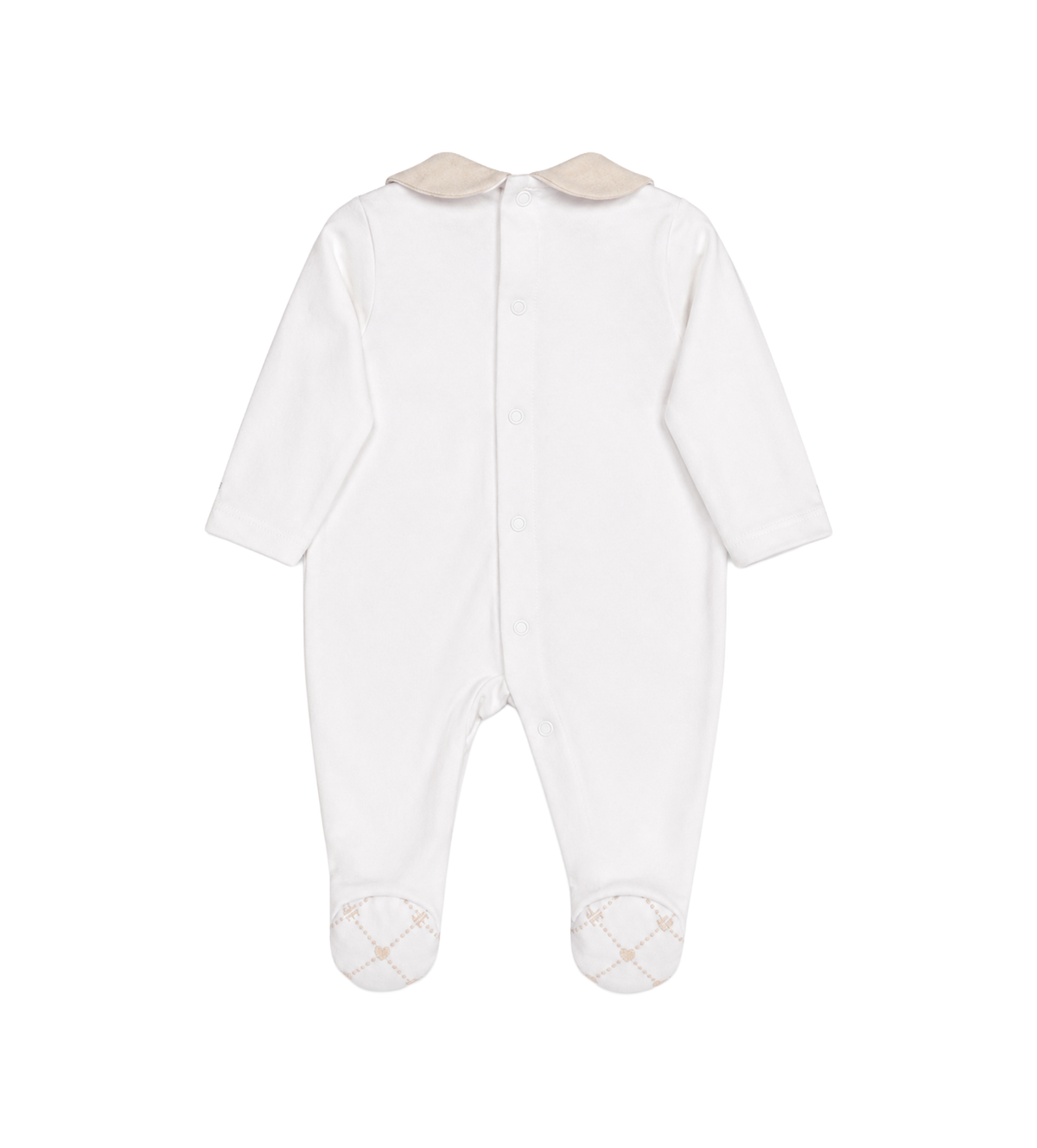 Baby Organza Romper with Bow in White/Beige