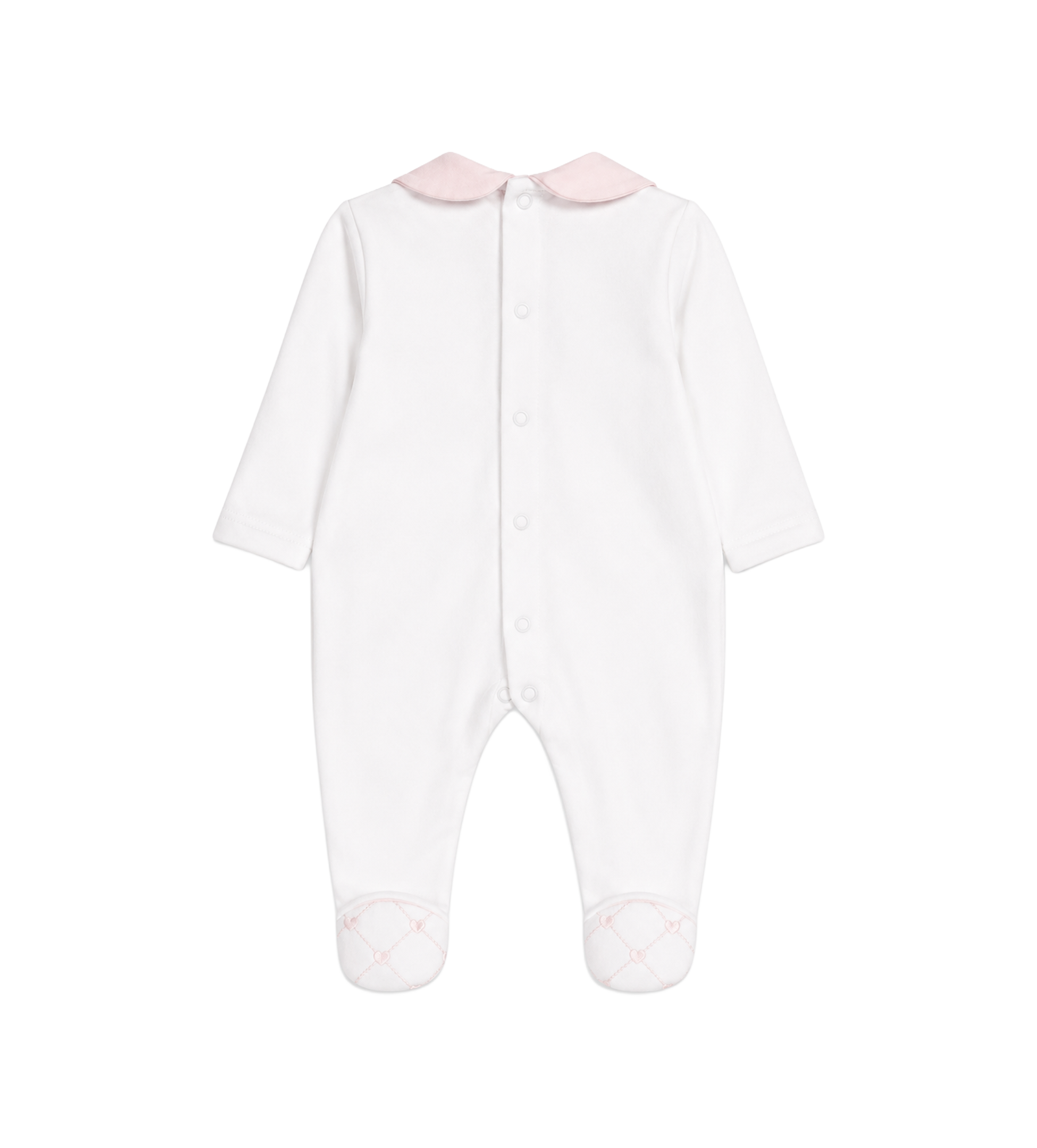First Organza Romper with Bow in White/Pink