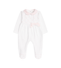 Baby Organza romper met strik in wit/roze