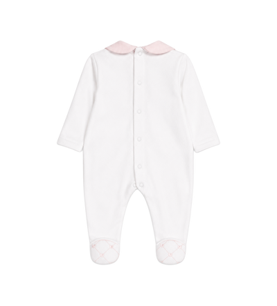 Baby Organza romper met strik in wit/roze