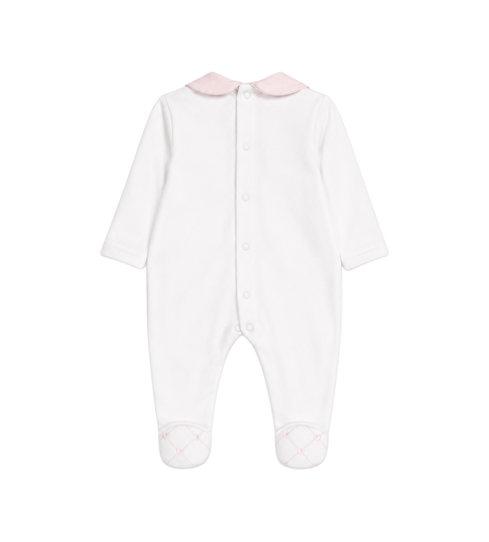 Baby Organza romper met strik in wit/roze