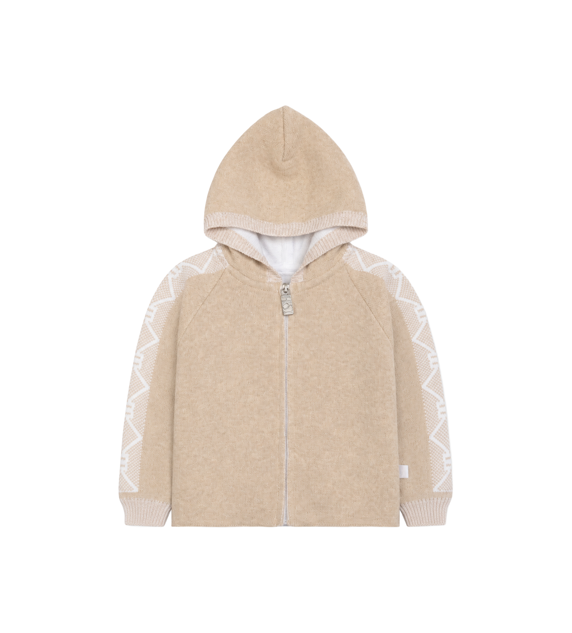 Baby Beige Knitted Beige jack met capuchon