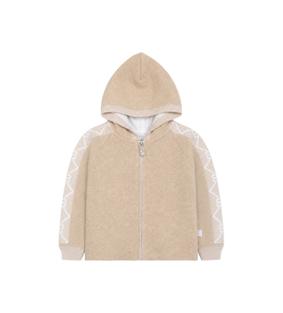 Baby Beige Knitted Beige jack met capuchon