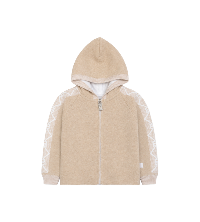 Baby Beige Knitted Beige jack met capuchon