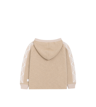 Baby Beige Knitted Beige jack met capuchon