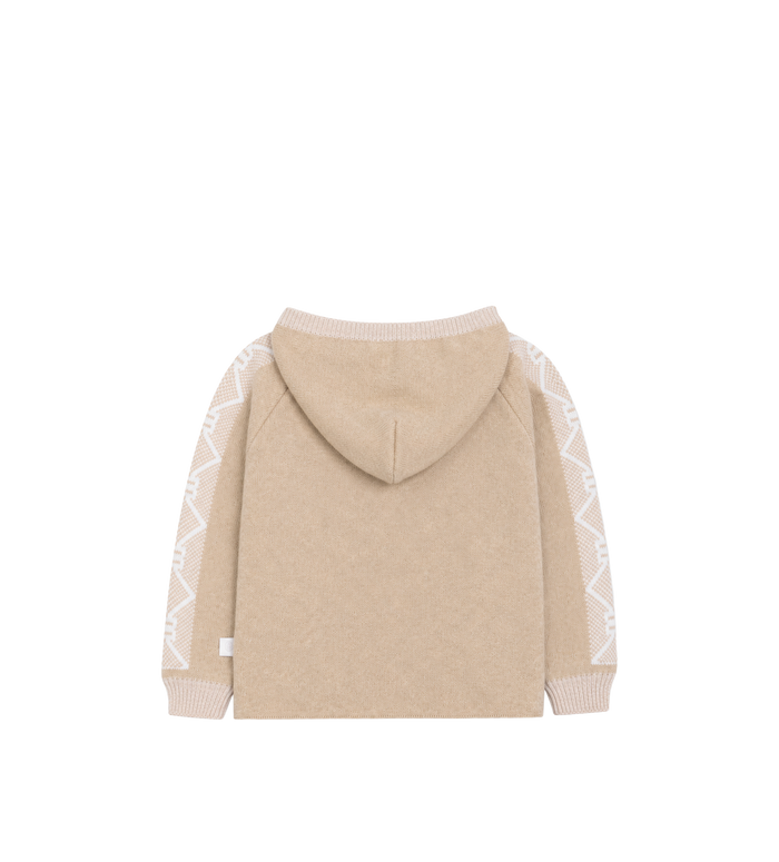 Baby Beige Knitted Beige jack met capuchon