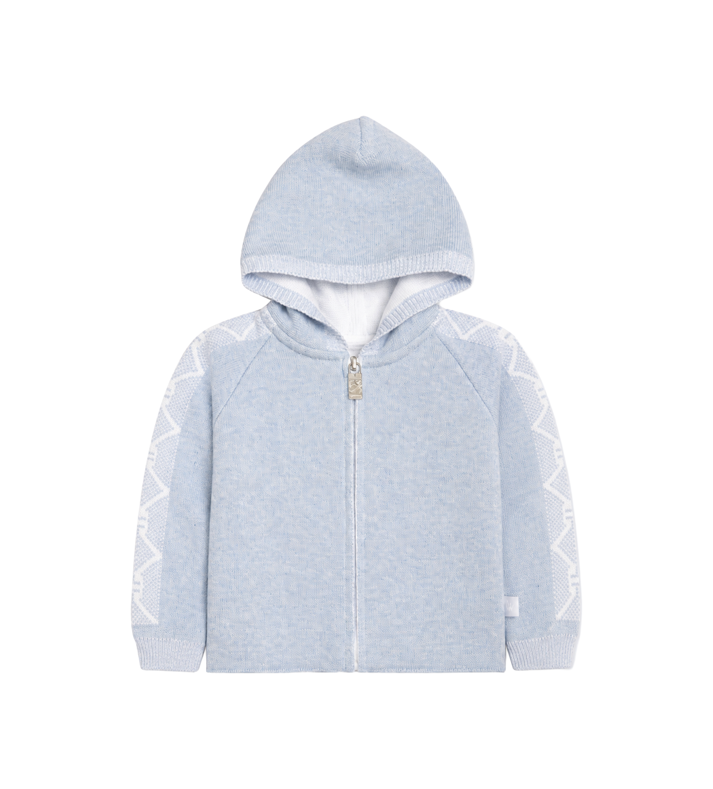 First Baby Hooded Knitted Jacket in Azzuro