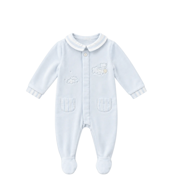 Baby Hemelsblauw gestreepte fluwelen pyjama