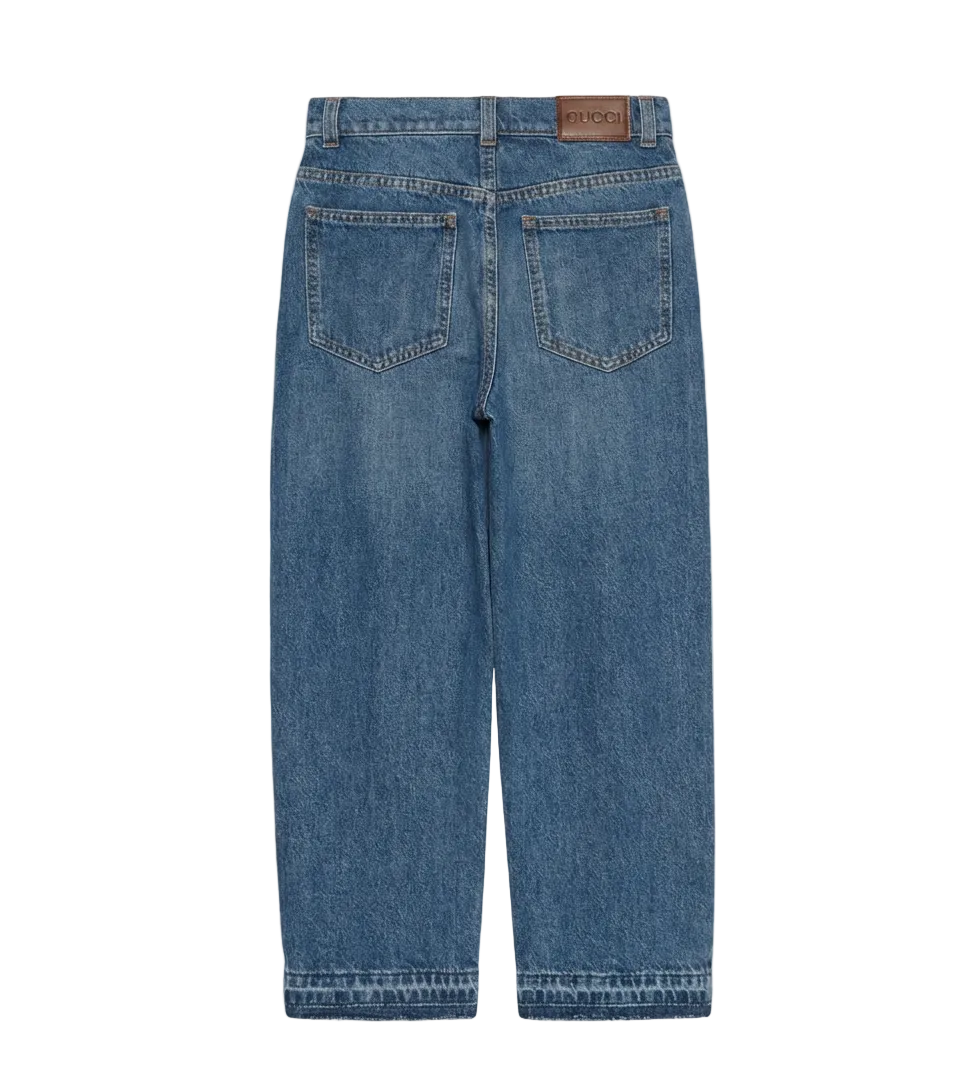 Gucci Children’s Bleached Denim Pants in Blue