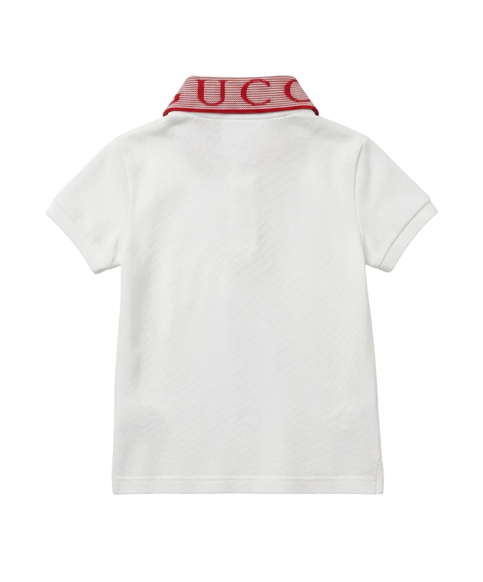 Gucci Baby Cotton Polo Shirt with Embroidery in white
