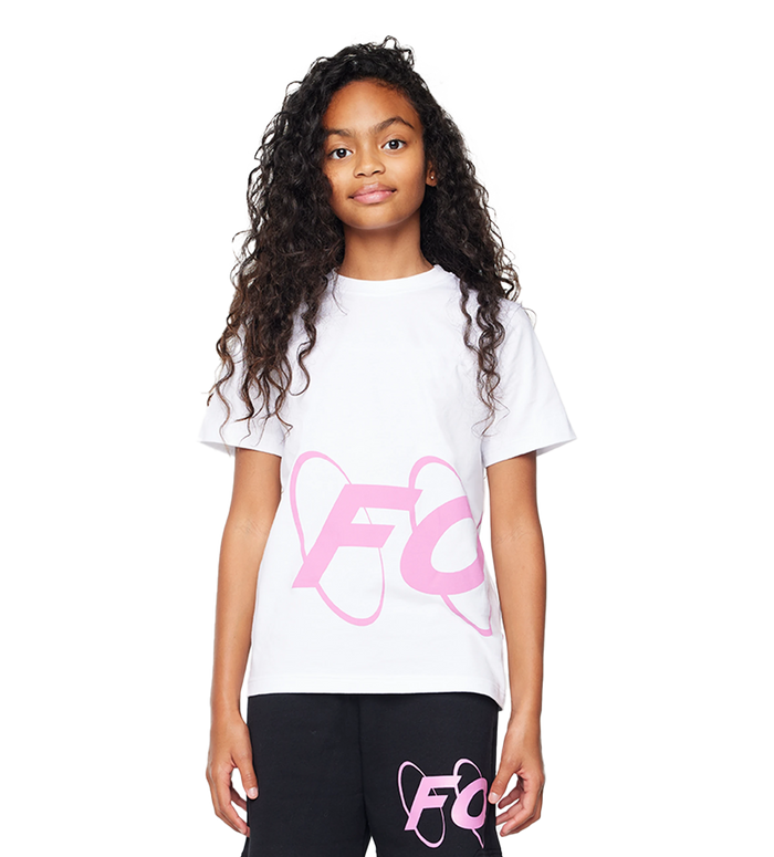 Big Circles  T-shirt Wit/Roze