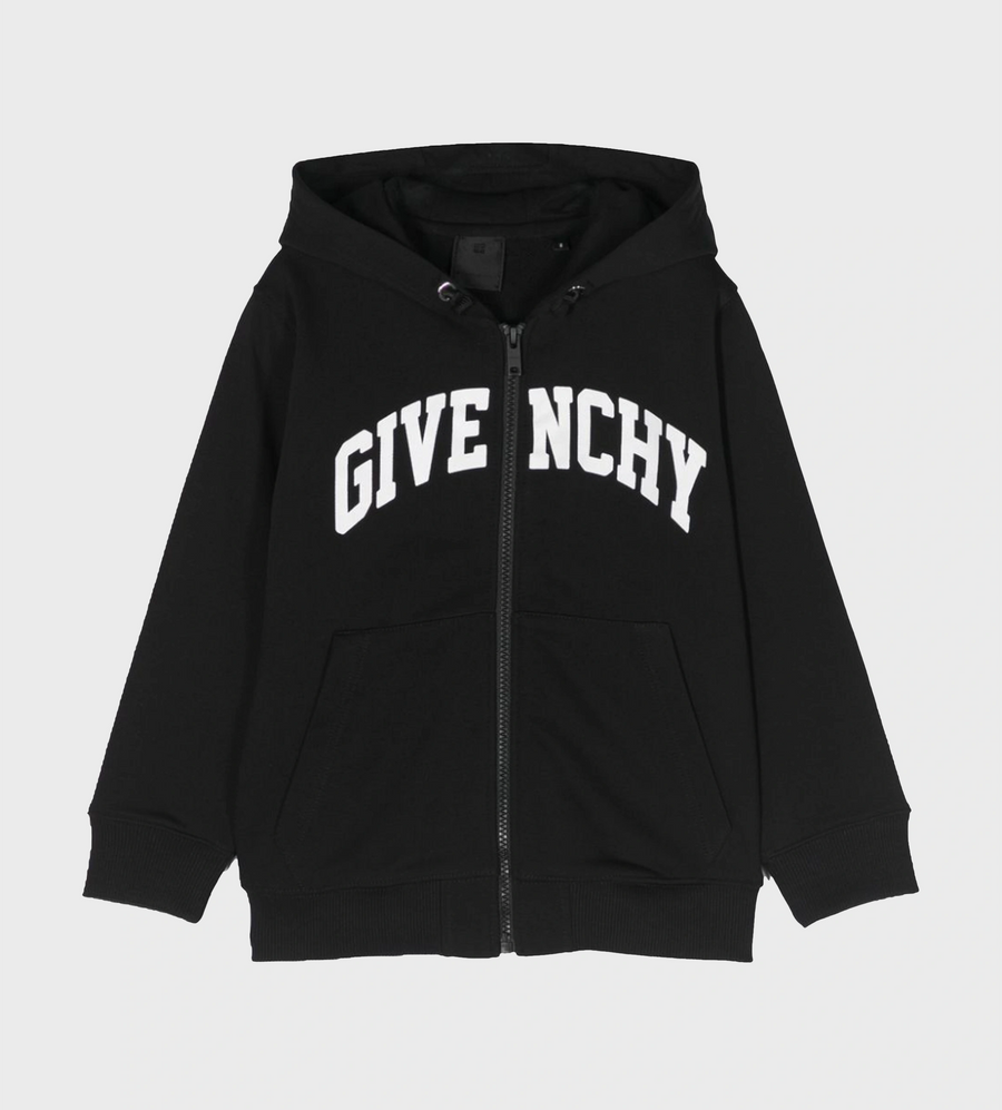 Logo Print Zip Up Black