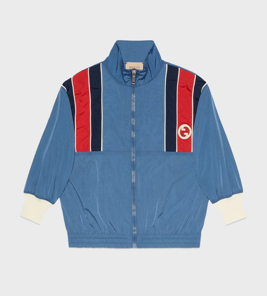 Gucci red sales and blue jacket