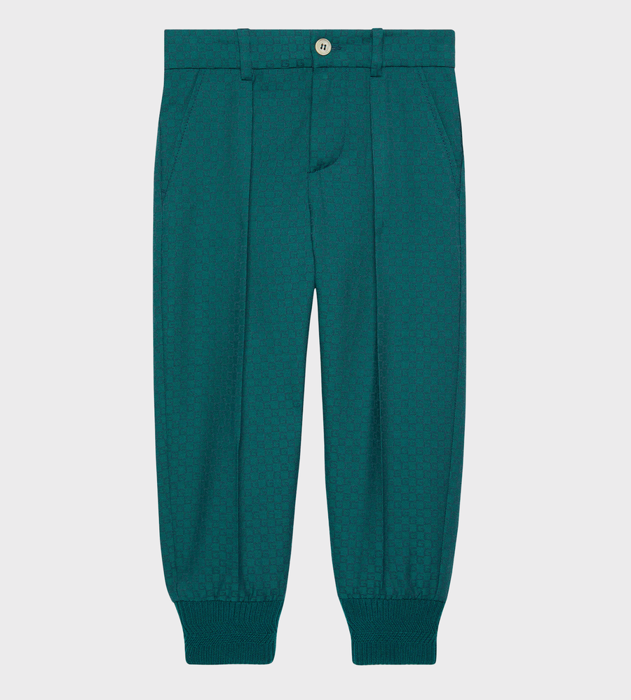 Square G-print Wool Trousers Dark Teal