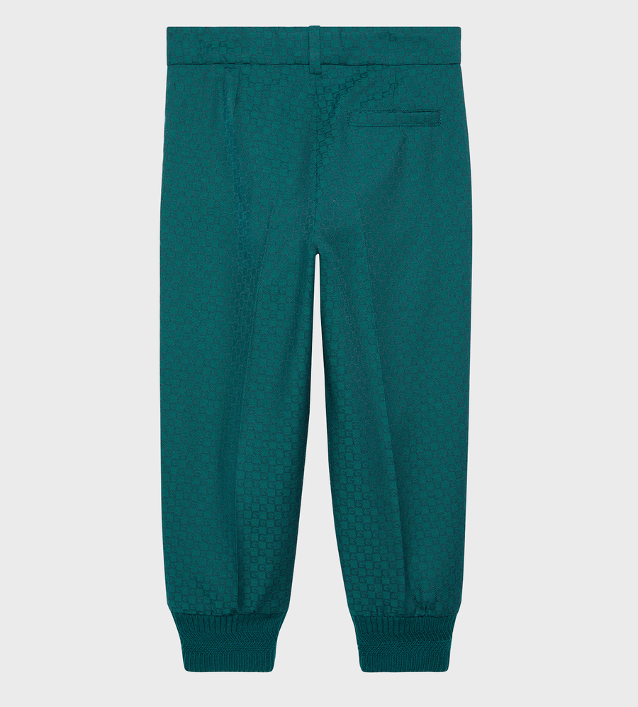 Square G-print Wool Trousers Dark Teal