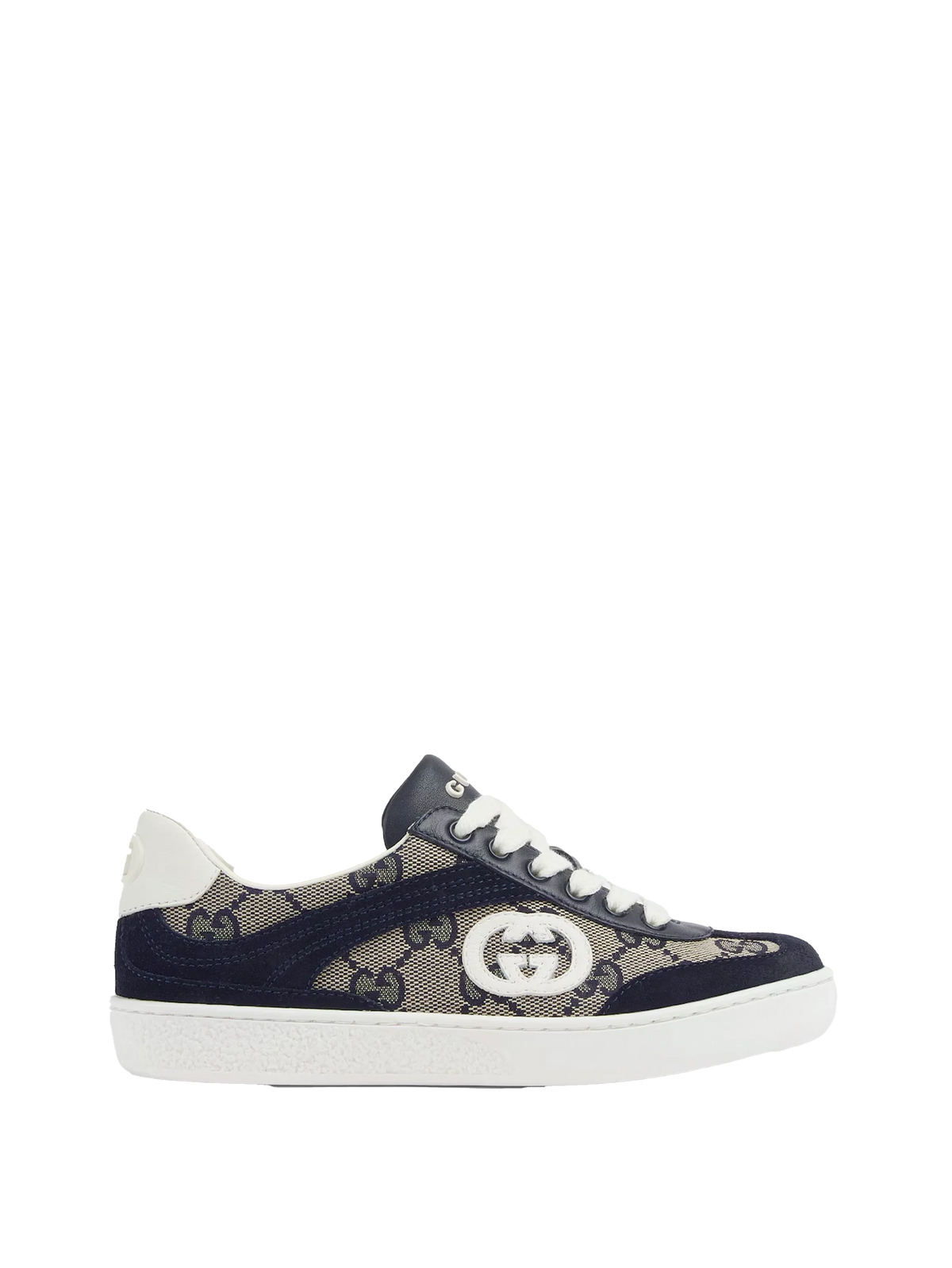 Kids G74 Leren suède sneaker in blauw en beige