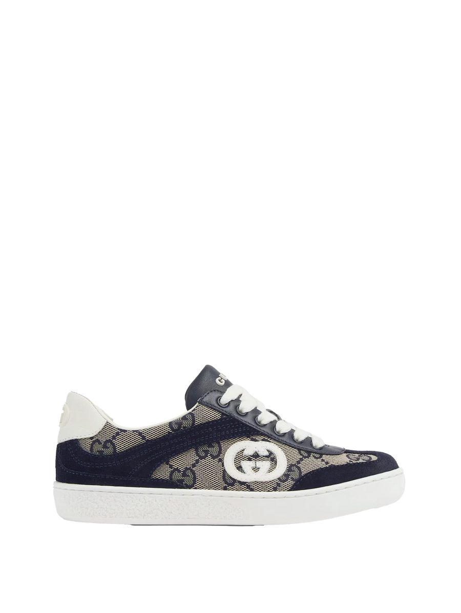 Gucci G74 Leather Suede Sneaker in Blue & Beige (GS)