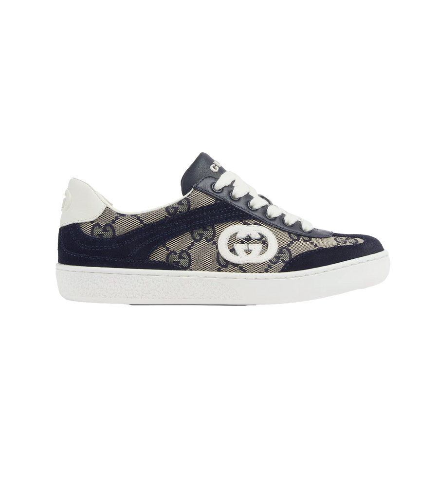 Gucci G74 Leather Suede Sneaker in Blue & Beige (GS)