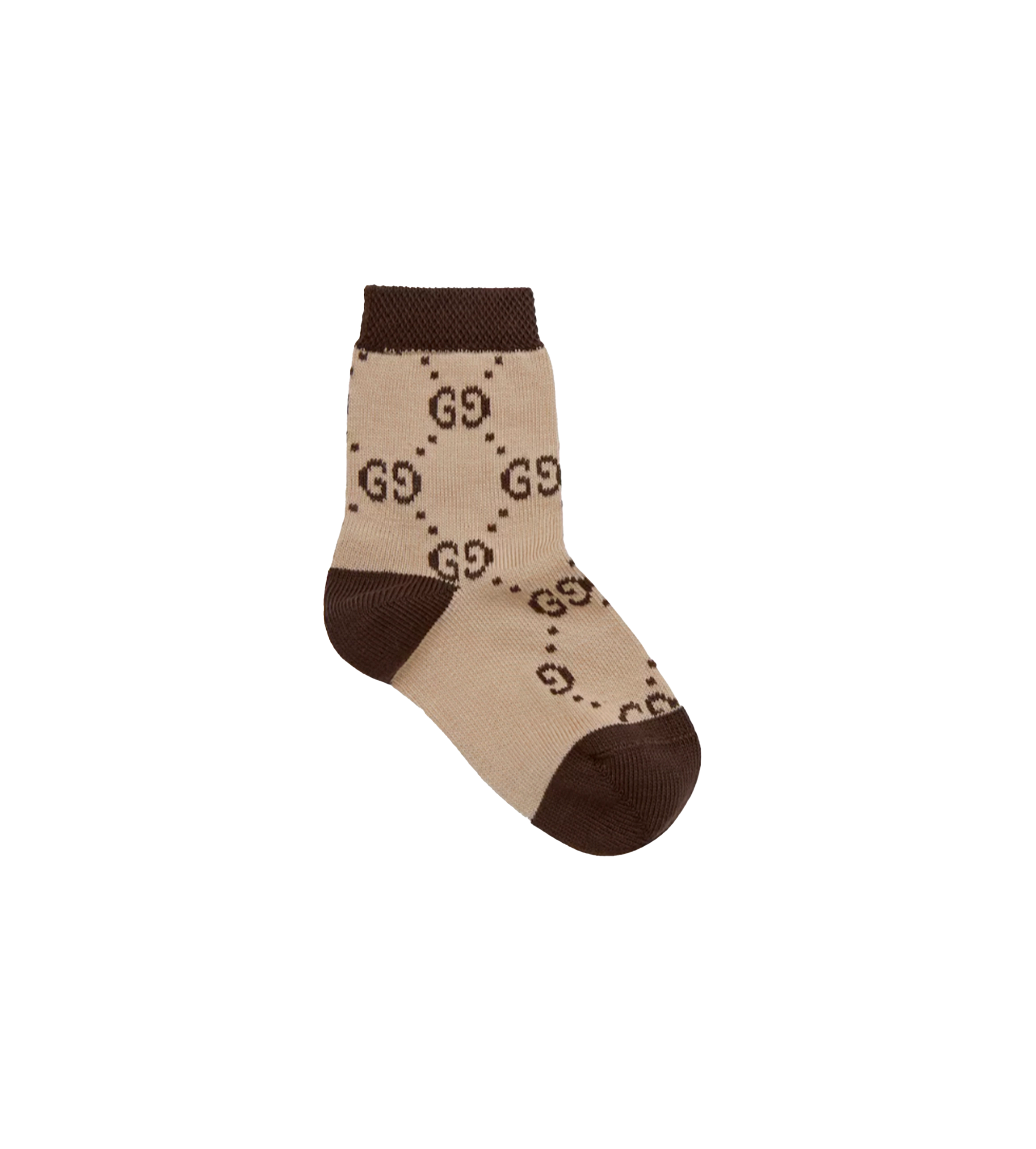 Gucci GG Stretch Cotton Socks in Beige & Dark Brown (Baby)