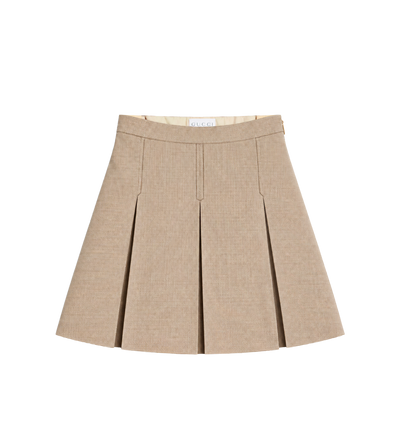 Kids Chevron Wool Skirt Brown/Cream