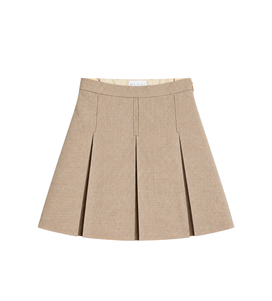 Kids Chevron Wool Skirt Brown/Cream