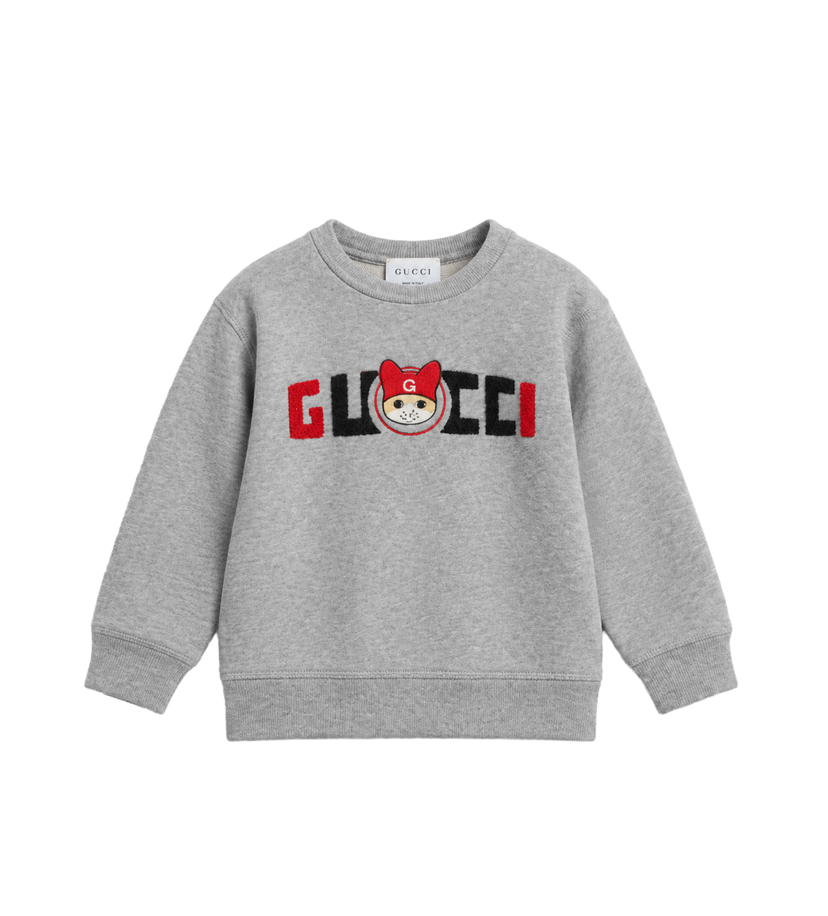 Kids Sweatshirt With Cat Print Melange Grey