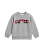Kids Sweatshirt With Cat Print Melange Grey