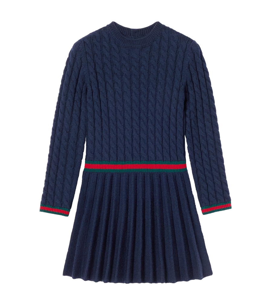 Gucci Wool Dress With Web in Navy (Kids)