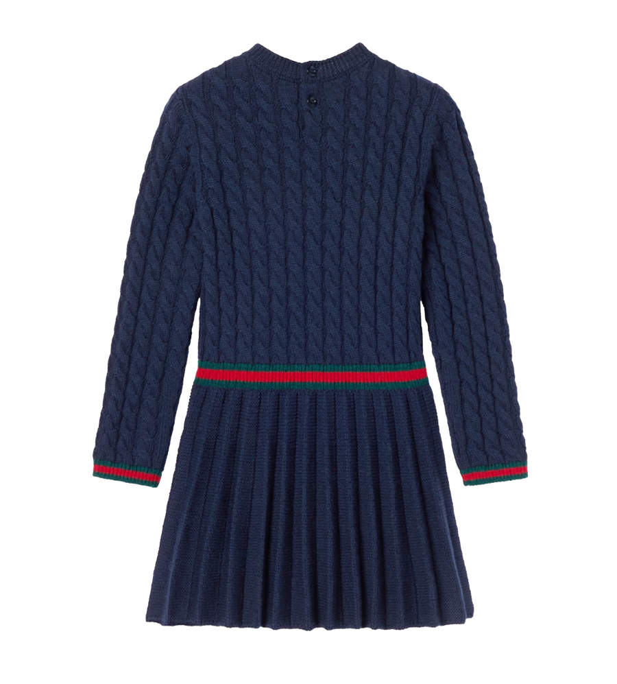 Gucci Wool Dress With Web in Navy (Kids)