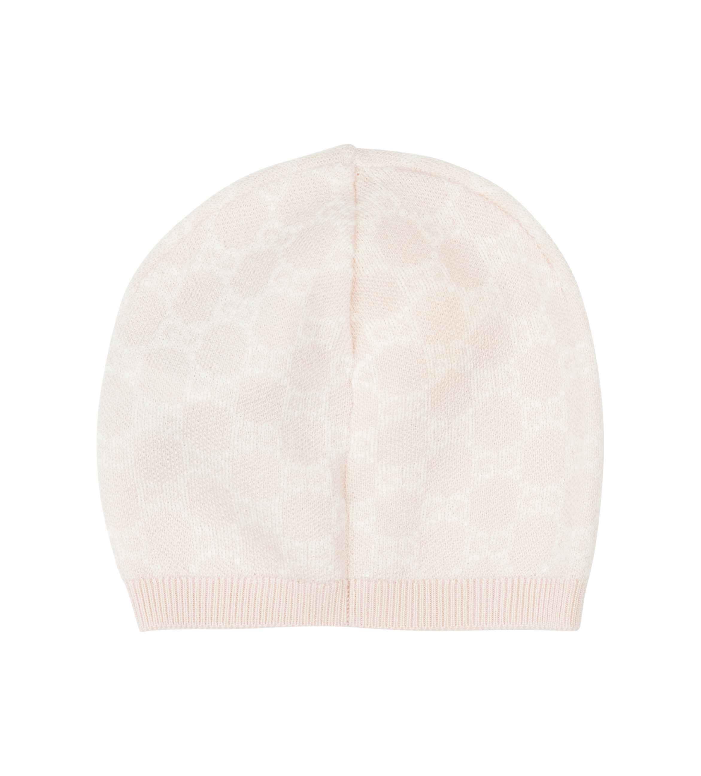 Beige knit beanie on a white background