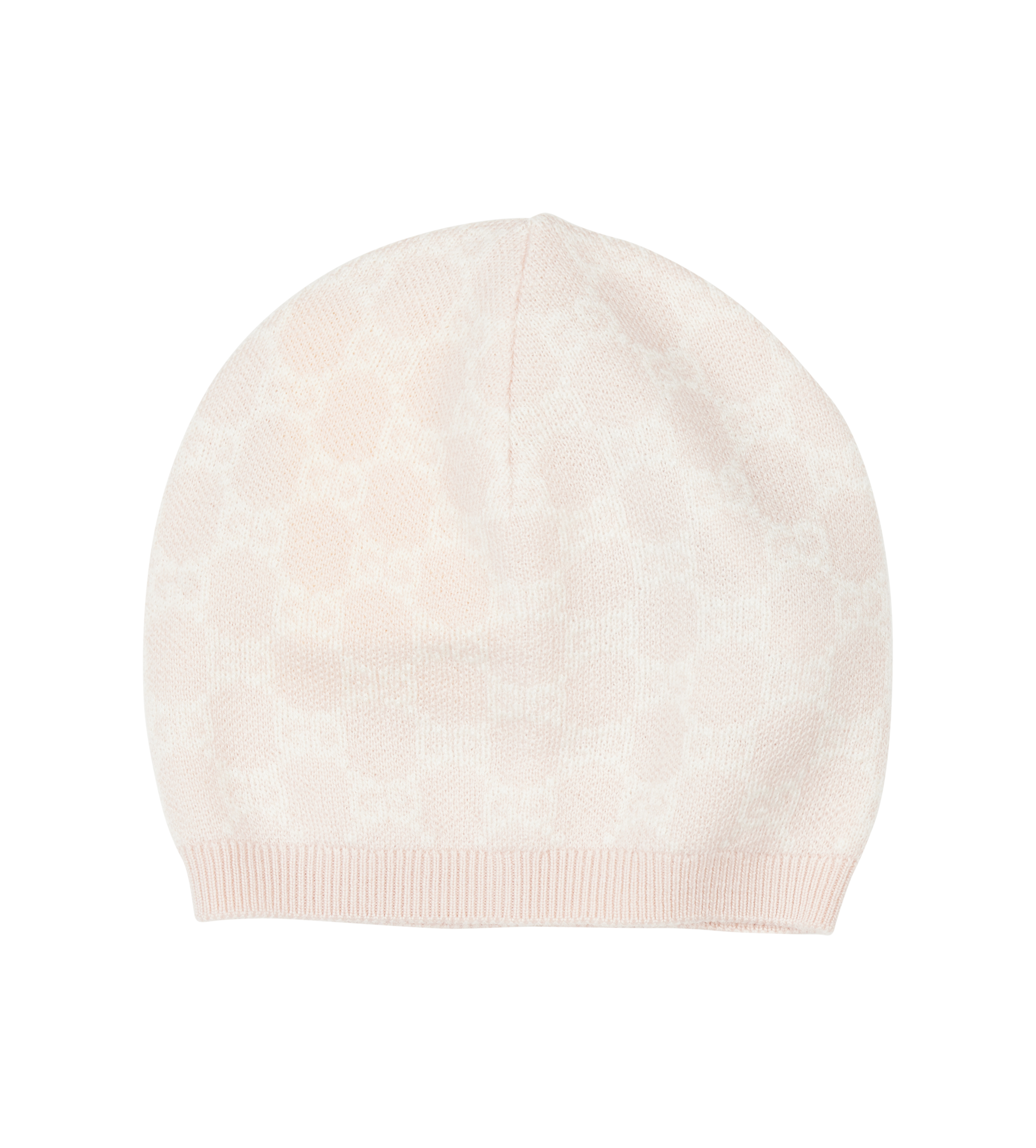 Beige knit beanie on a white background