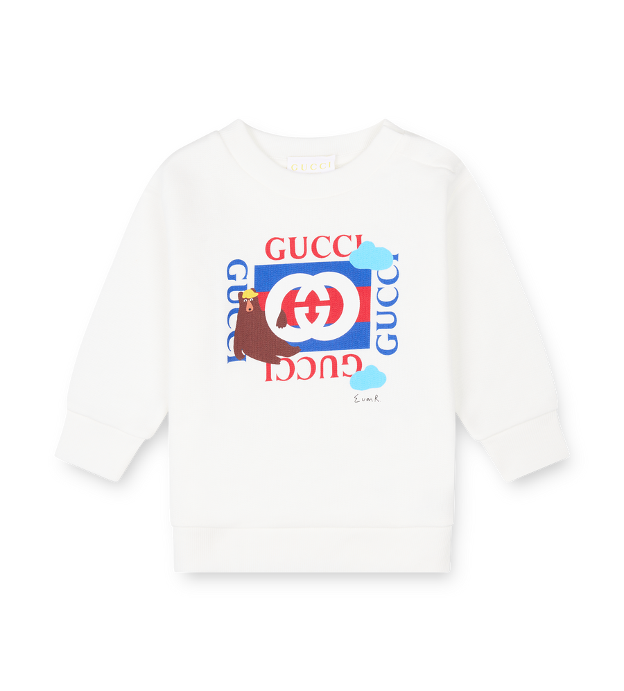 Gucci Bear Print Sweatshirt Felted Cotton White (Baby)