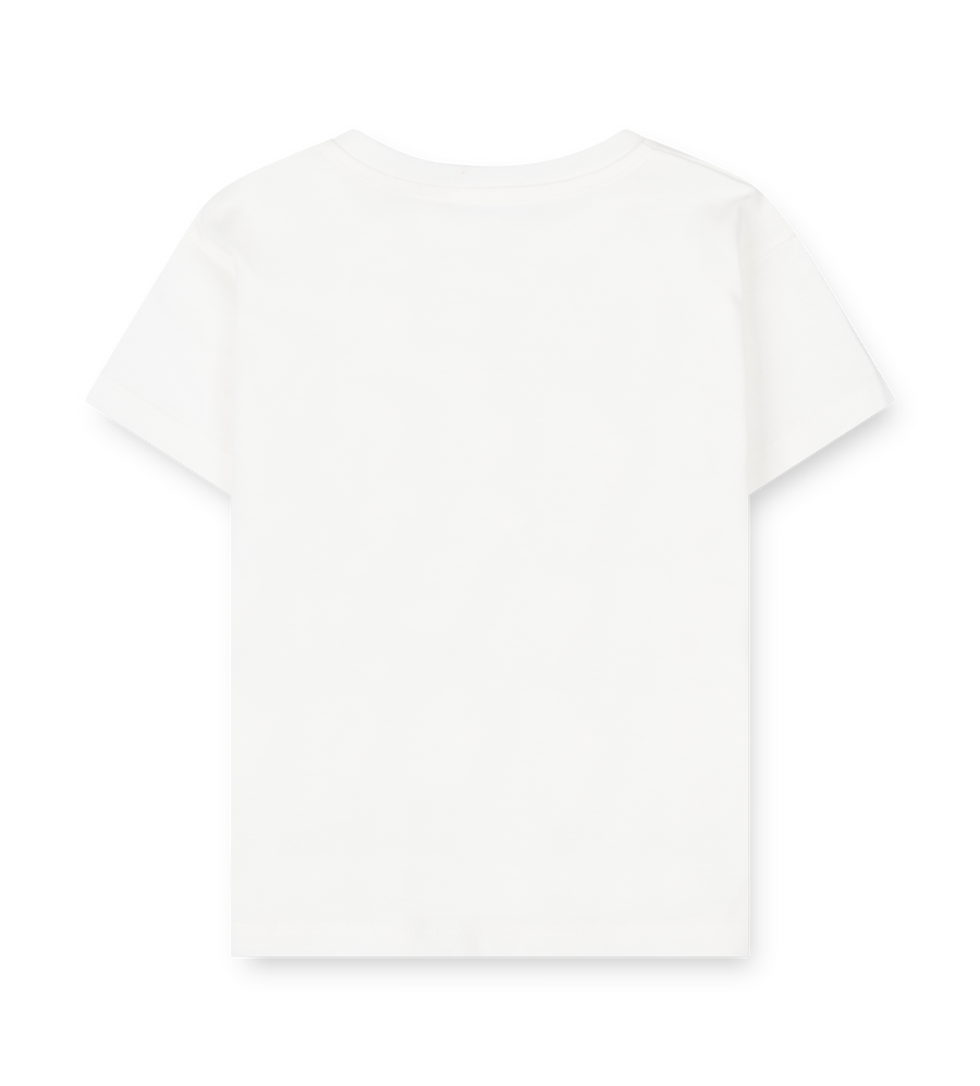 White t-shirt with Gucci logo and bear design on a white background