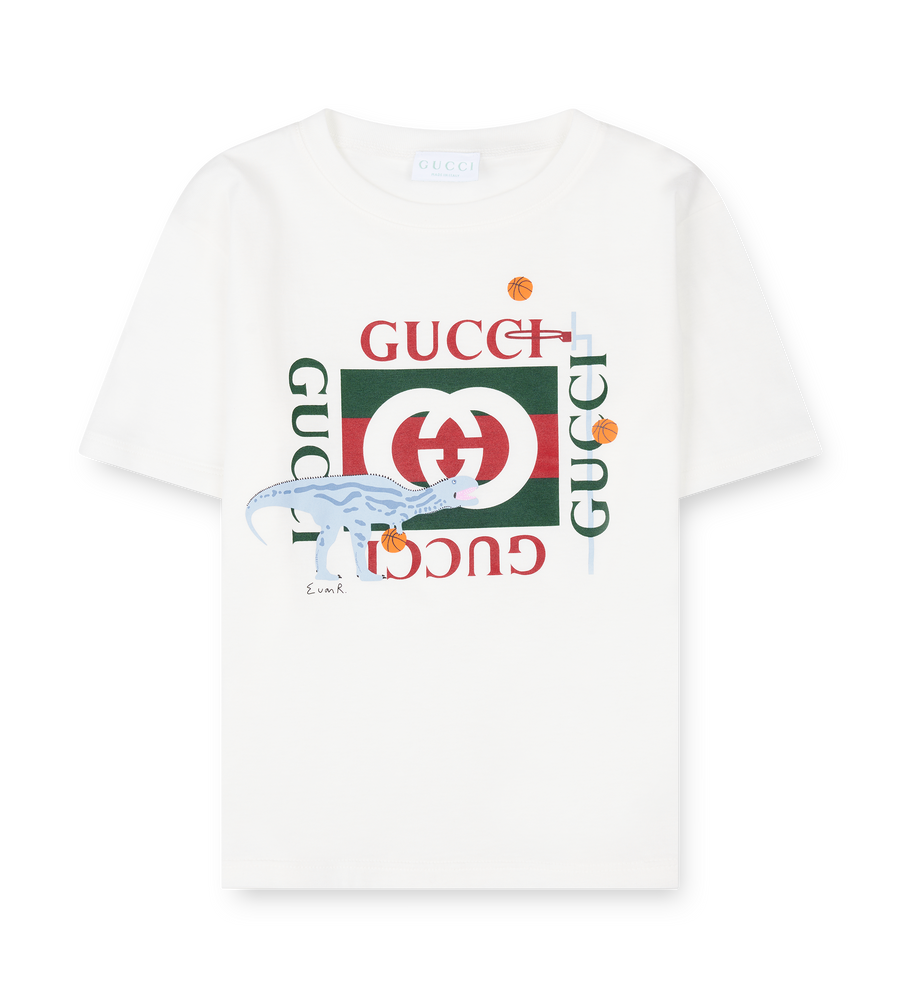 Gucci Cotton T-shirt With Dinosaur Print White (Kids)