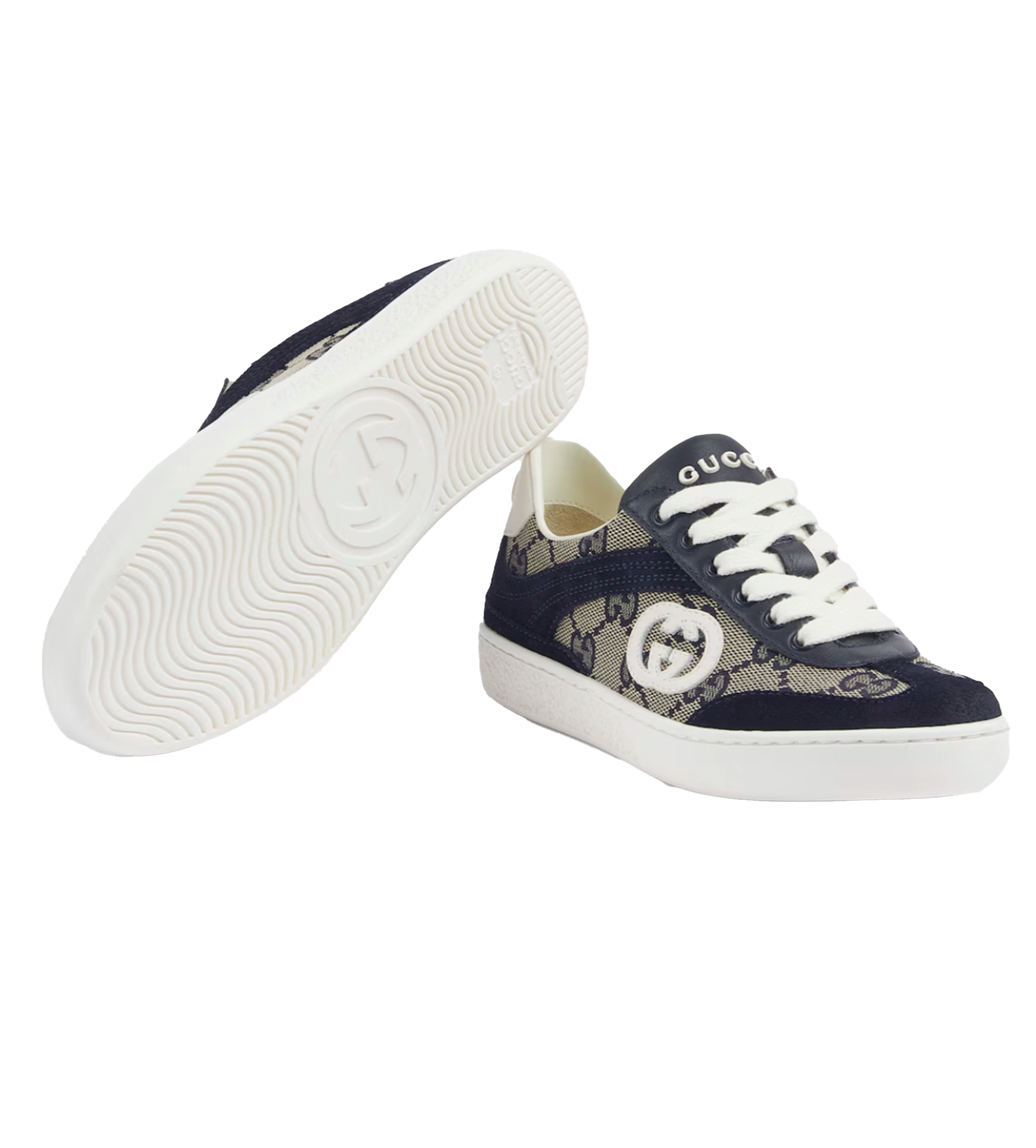 Gucci G74 Leather Suede Sneaker in Blue & Beige (GS)