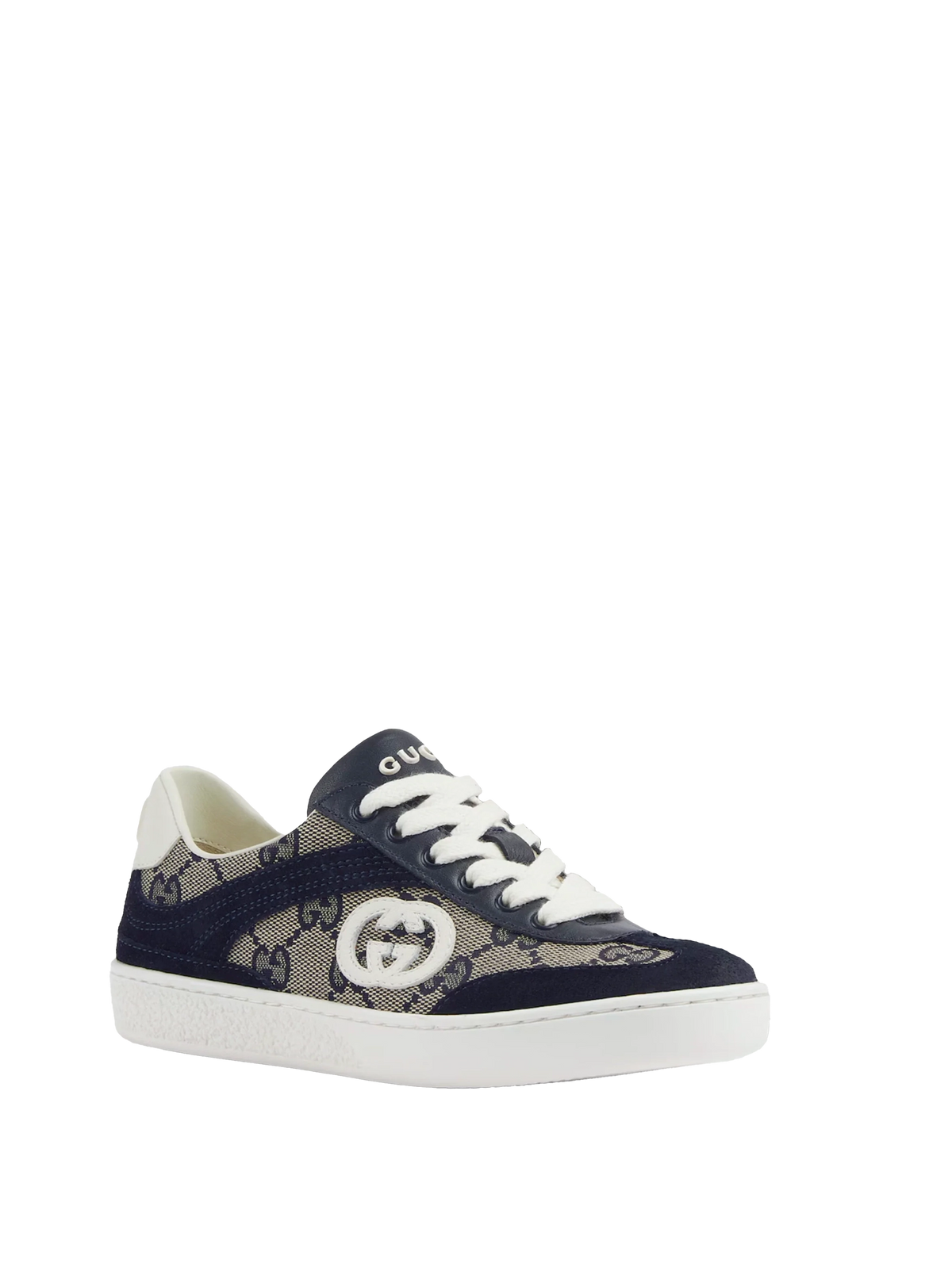 Kids G74 Leren suède sneaker in blauw en beige